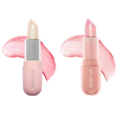 Winky Lux Unicorn Glimmer Balm & Rose Glimmer Balm Duo โ Hydrating ph Lip Balm, Natural Pink Tint with pH Color Changing, Moisturize & Soften Lips While Leaving Sheer Pink Tint, with Vanilla Scent