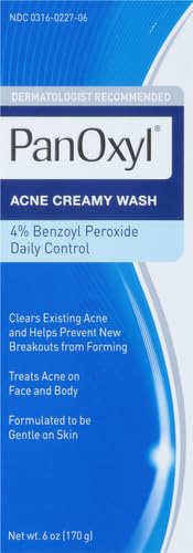 PanOxyl Antimicrobial Hydrating Acne Creamy Wash, 4% Benzoyl Peroxide, 6 Ounce (Pack of 2)