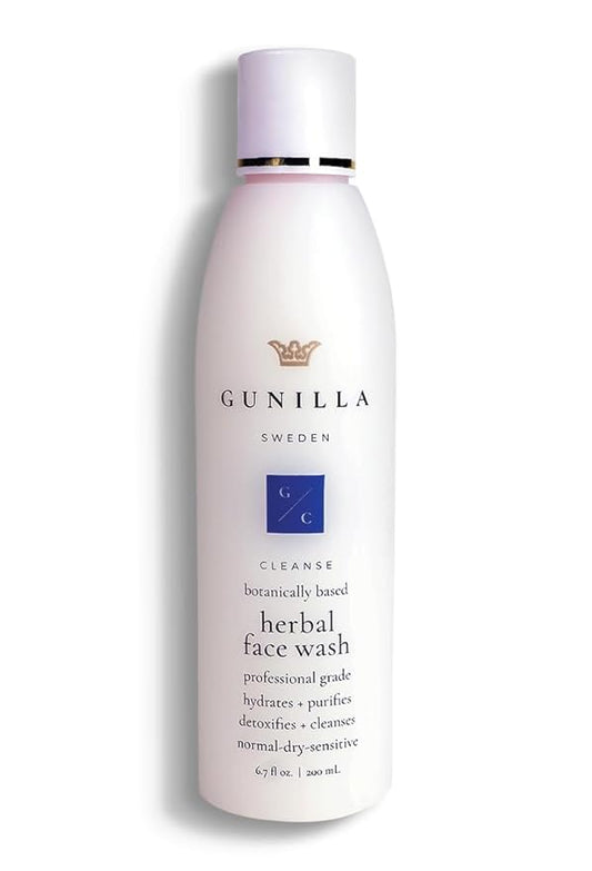 GUNILLA Herbal Face Wash - Very Gentle Daily Cream Cleanser for Dry, Normal, Sensitive Skin. Removes Dirt, Oil & Impurities. Plant-Based. Vegan. Natural. Concentrated 6.7 oz