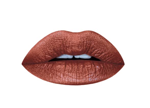 Aromi Chocolate Brown Metallic Matte Liquid Lipstick | Mahogany Bronze, Shimmery Finish, Vegan, Cruelty-free, Long-Lasting, Waterproof, Handmade (Teddy Bear)