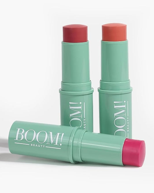Boomstick Trio ยฎ Cheek and Lip: Peony Pink, Golden Peach and Rose Nude 3-in-1 Blush, Eye and Lip Stick Pen for All Skin Types Boom Beauty by Cindy Joseph