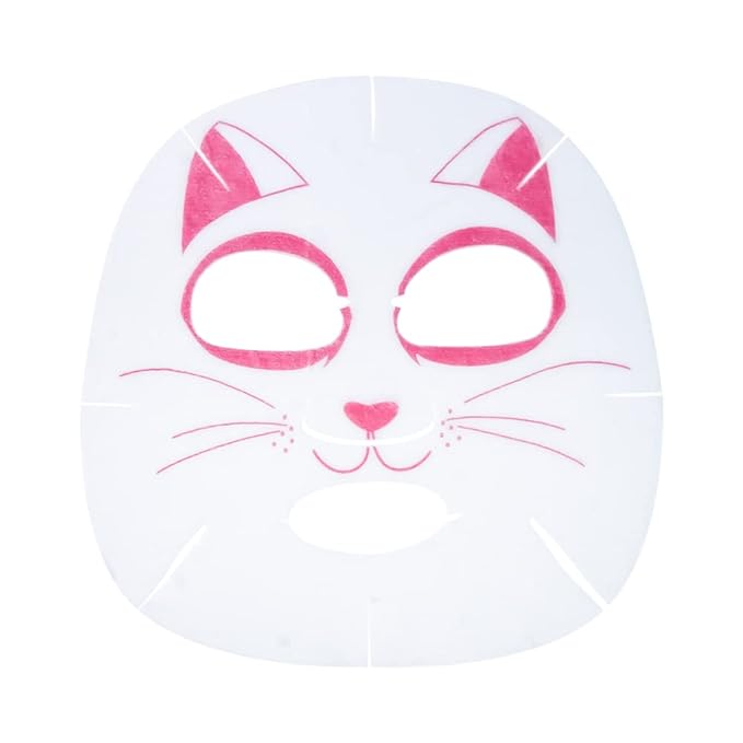 Epielle Animal Character Sheet Masks Cat 6 Pack, Nourishing Face Mask Skincare Set with Milk Protein & Vitamin E, Girls Spa Party Favors, Sleepover, Self Care Gifts for Women, Korean Skin Care