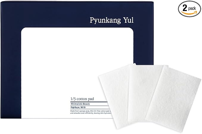 PYUNKANG YUL 1/3 Cotton Pads for Face - 3 Times Higher Absorbency from 1/3rd of Toner Use - Eye Makeup Remover Face Toner pads - Cotton Squares Lint Free Wipes - Facial Cleansing Pads - 2 x 160 pieces