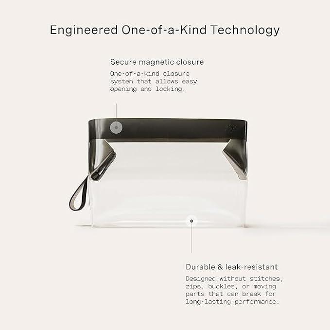 Cadence Parcel - Clear Dopp Kit with Magnetic Closure - Durable and Leak-Resistant Travel Toiletry Kit - Modular Design - Hygiene Bag for Travel Essentials - 4 Qt - Ink