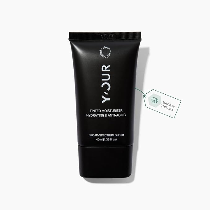 Y’OUR Tinted Moisturizer: Hydrating & Anti-Aging Tinted SPF 30 Makeup; Fragrance-Free, Oil-Free for Dry, Oily & Combination Skin. Made in USA. 1.35 fl. oz (Deep)