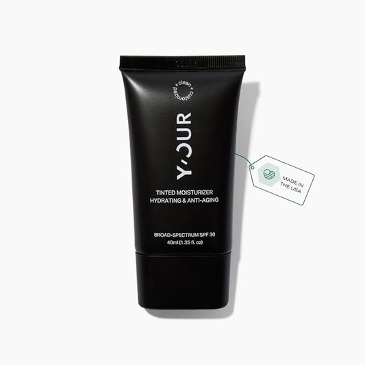 Y’OUR Tinted Moisturizer: Hydrating & Anti-Aging Tinted SPF 30 Makeup; Fragrance-Free, Oil-Free for Dry, Oily & Combination Skin. Made in USA. 1.35 fl. oz (Deep)