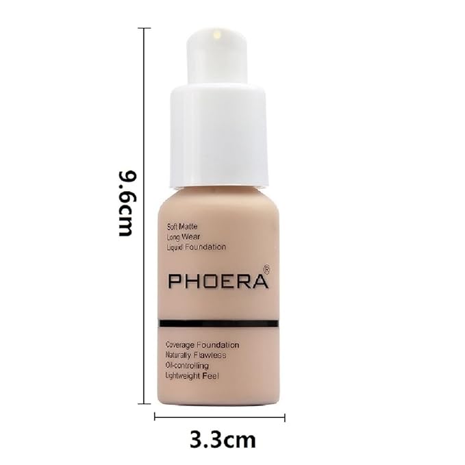 2 Pack PHOERA Foundation,Full Coverage Concealer Flawless Soft Matte 24HR Oil Control Liquid Foundation Makeup .(104 Buff Beige)