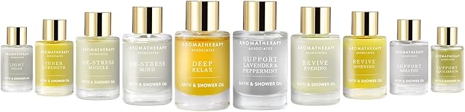 Aromatherapy Associates Essential Oil Blends – Luxury Body and Shower Oils for Dry Skin and Daily Aromatherapy, 10-Pack (0.30 fl oz Each) in Decorative Gift Box