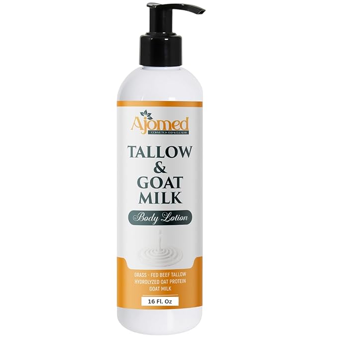 Tallow & Goat Milk Body Lotion for Sensitive Skin, Organic moisturizing tallow for skin cream, Dry skin, Goat Milk face and body Moisturizer - Handmade Tallow lotion- Unscented lotion