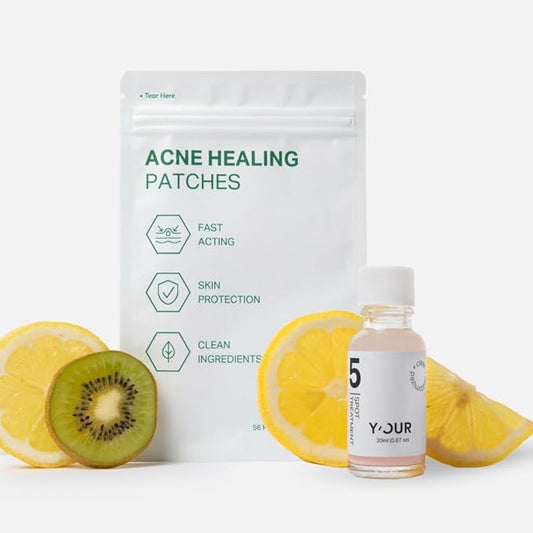 Y’OUR Essential Acne Treatment Duo: Spot Treatment & Healing Patches; Pimple Clearing, Pore Minimizing Skincare. Made in USA. Basic Routine for All Skin Types