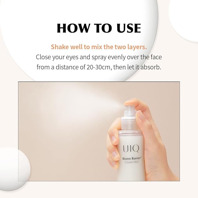 UIQ Biome Barrier Cream Mist - Facial Barrier Mist for Hydration & Skin Barrier Repair, Microbiome-Based Korean Skin Care, 3.38 fl oz