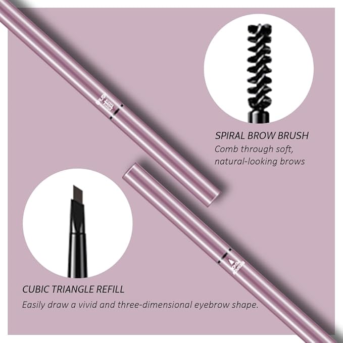 6 Pcs Black Eyebrow Pencils for Women,with Spoolie Brush,Eyebrow Pencil Soft Textured,Waterproof Sweat-proof for Fills in Sparse Areas and Gaps Create a Natural Eye Brow,Vegan & Cruelty-Free