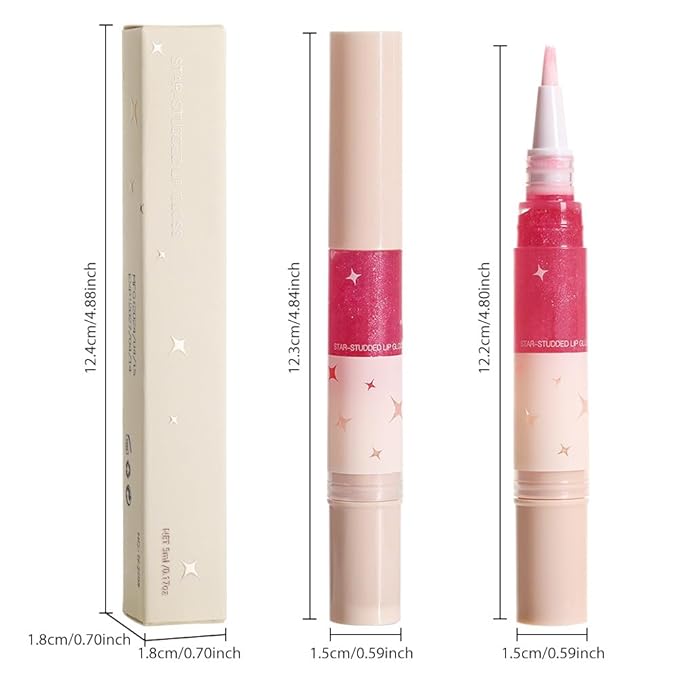 evpct 1Pcs Warm Pink Blush Red Pearlescent Shine Shimmer Glitter Lipstick Lip Gloss, Metallic Sparkly Sparkle Glossy Lip Gloss Tint Stain Liquid Lipsticks Makeup Set for Women Long Lasting Waterproof