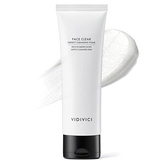 VIDIVICI Face Clear Perfect Cleansing Foam โ Gentle Face Wash with Hyaluronic Acid and Moringa Seed Oil โ Hydrating Foaming Cleanser โ Soft, Fluffy Foam 4.06oz