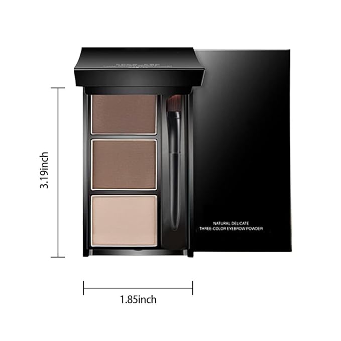 Eyebrow Powder Dark Light Brown Kit,Eye Brow Powder for Women with Brow Brush,Long-Lasting Waterproof Three Colors Brow Filler Get Full Defined Natural Brows,Eyebrow Powder Makeup
