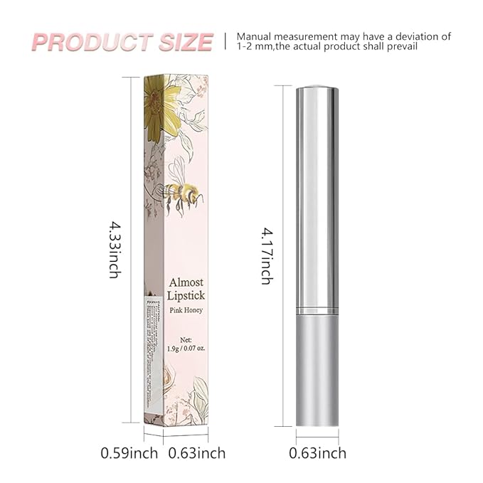 Pink Honey Lipstick Tinted Lip Balm, Sheer Hydrating Lip Stain for All Skin Tones, Natural Lightweight Lips Gloss Makeup for Women, Vegan & Cruelty-Free