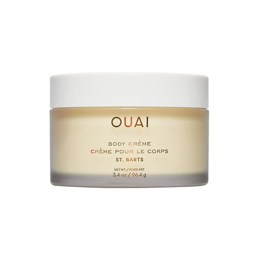 OUAI Body Creme, St. Barts Travel Size - Hydrating Whipped Body Cream with Cupuaรงu Butter, Coconut Oil & Squalane - Softens Skin & Delivers Radiant Glow - Sulfate-Free Skin Care (3.4 oz)