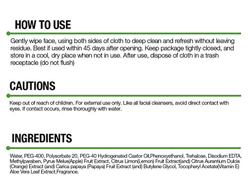 Epielle Makeup Remover Wipes, Remove Dirt, Oil, Waterproof Mascara, Gentle Daily Facial Cleanser Towelettes with Vitamin C, Watermelon & Cucumber, Hypoallergenic & Alcohol-Free, 30 Count (Pack of 6)