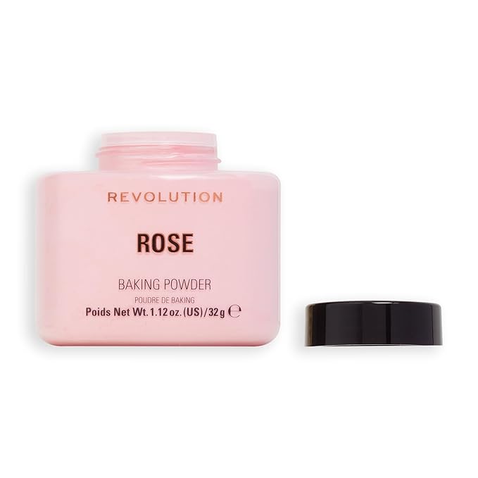 Revolution, Loose Baking Powder, Makeup Setting Powder, Long-Lasting Coverage, Mattifies & Reduces Shine, Rose, 1.12 oz