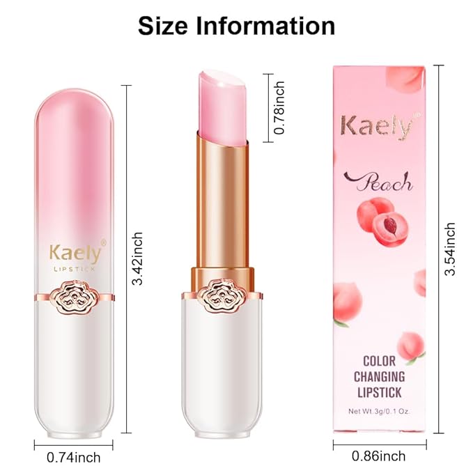 Kaely 3Pcs Peach Strawberry Blueberry Hydrating Lipstick Tinted Lip Balm, Color Changing PH Lipstick Makeup, Korean Magic Lip Stain Long Lasting Waterproof, labiales magicos 24 horas originales