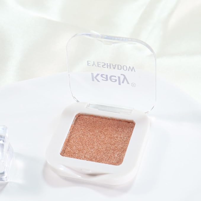 Light Brown Champagne Colored Glitter Eyeshadow – Champagne Copper Shimmer Eye Shadow, Daily Waterproof Long-Lasting Eyeshadow Powder Palette for Women Neutral Eye Makeup sombras para ojos 01