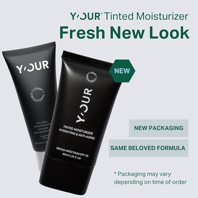 Y’OUR Tinted Moisturizer: Hydrating & Anti-Aging Tinted SPF 30 Makeup; Fragrance-Free, Oil-Free for Dry, Oily & Combination Skin. Made in USA. 1.35 fl. oz (Deep)