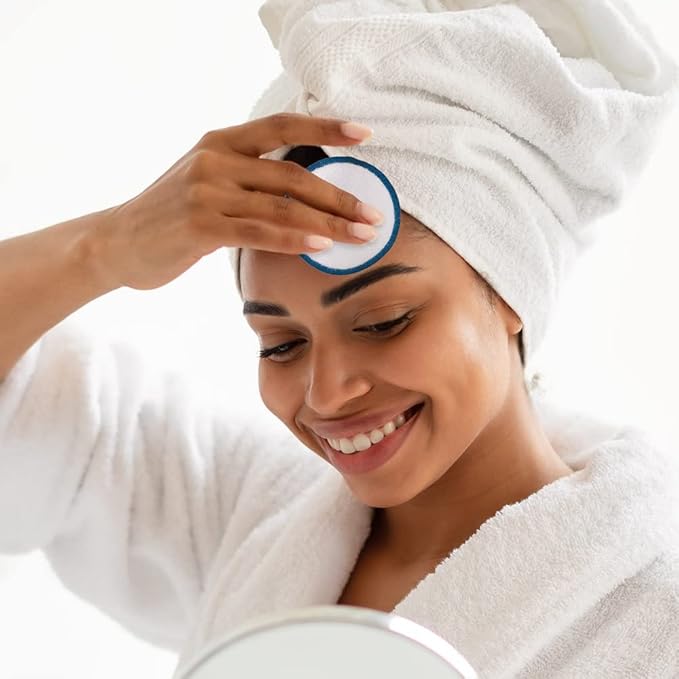 ForPro Professional Collection Expert Reusable Cotton Rounds (20 Pack), 100% Organic and Bamboo Makeup Remover Pads, Includes Drawstring Laundry Bag and Storage Container