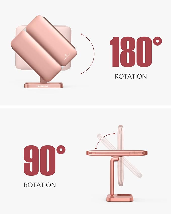 EASEHOLD Rechargeable Vanity Mirror with Lights, 116 LEDs Make up Mirror, 3-Color Lighted Makeup Mirror, 2X/3X/10X Magnification, 5000 mAh, Touch Sensor, Light up Mirror, Gifts for Women