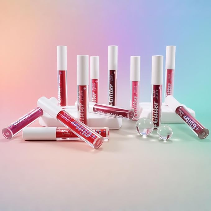 Orange Red Metallic Lipstick for Women,Lightweight Glitter Sparkling Liquid Lipsticks,Shimmer Lip Gloss Stain Long Lasting Waterproof Smudge Proof Non-Drying 24 Hour Full Coverage Lip Makeup,Vegan