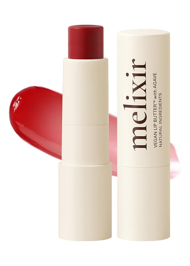Melixir Vegan Lip Butter #03 Red Velvet, Hydrating Tinted Lip Balm Stick, Bee-Free, Petrolatum-Free, Plant-Based With Shea Butter, Nourishing Care for Dry, Chapped Lips, Natural Finish