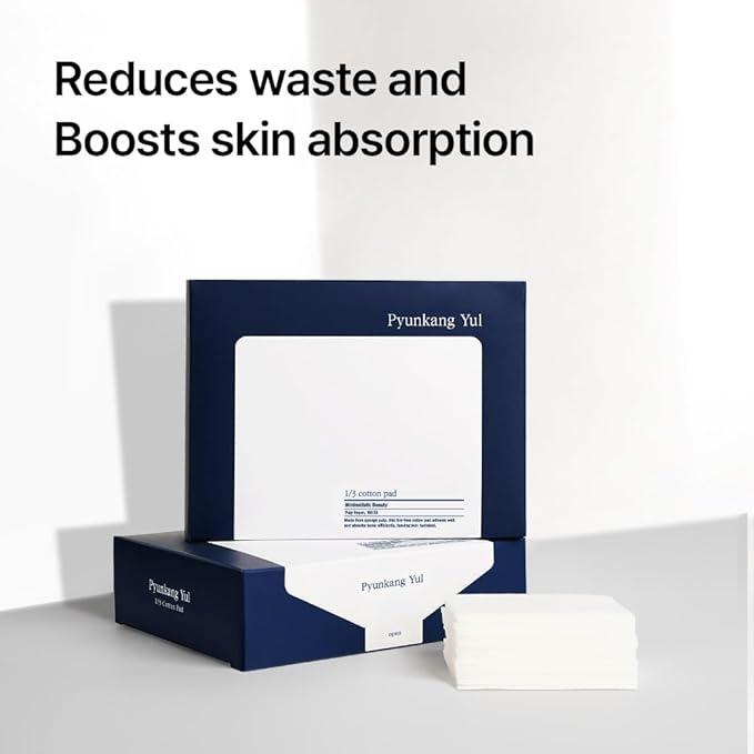 PYUNKANG YUL 1/3 Cotton Pads for Face - 3 Times Higher Absorbency from 1/3rd of Toner Use - Eye Makeup Remover Face Toner pads - Cotton Squares Lint Free Wipes - Facial Cleansing Pads - 2 x 160 pieces