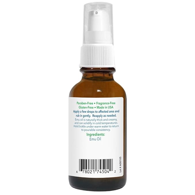 Emu Joy Emu Oil Organic - 100% Pure, Made in the USA - Emu for Skin, Face, Hair, and Nails, Piercing Bump Oil & Tattoo Aftercare (Old Packaging, 1 Fl Oz)