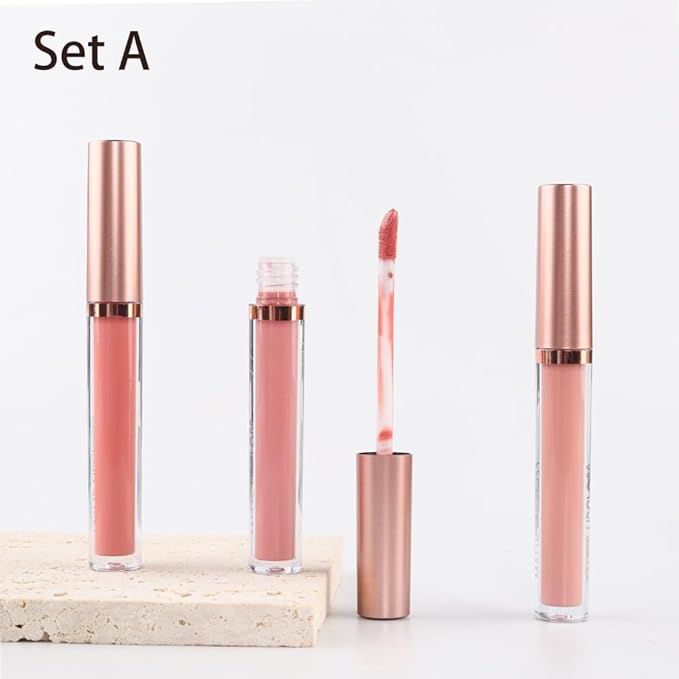 AMY'S DIARY Matte Plum Liquid Lipstick 3Pcs Sets,24-hour Lipstick Dark Deep Maroon Purple Brown Plum Red Lip Stain 24 Smudge Waterproof for Women (A#)