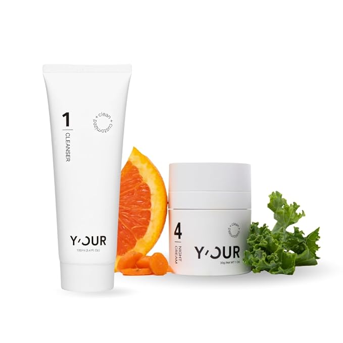 Y'OUR Non-Toxic, Pregnancy-Safe Skincare Set – 2-Step System with Cleanser & Night Cream – Soothing & Rejuvenating – Gentle and Non-Comedogenic Formula.