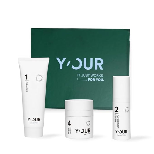 Y'OUR Non-Toxic, Pregnancy-Safe Skincare Set โ 3-Step System with Cleanser, Day Cream & Night Cream โ Soothing & Rejuvenating โ Gentle and Non-Comedogenic Formula.