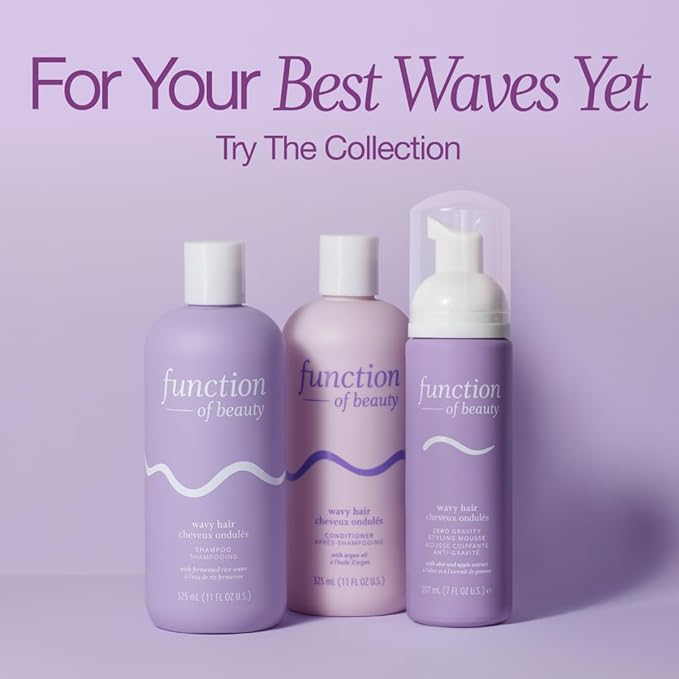 Function of Beauty Wavy Hair Shampoo & Conditioner Set, 11 oz Each - With Fermented Rice Water to Strengthen & Argan Oil to Enhance Glossiness & Natural Shine, Sulfate-Free, Customizable Haircare