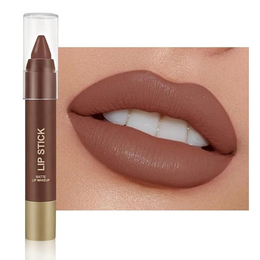 Matte Lipstick Crayon for Women, Warm Brown 24 Hour Lipstick Lip Liner Pencil, Neutral Lip Stick Lipliner Long Lasting Waterproof Smudge Proof, Vegan & Cruelty-Free, 02