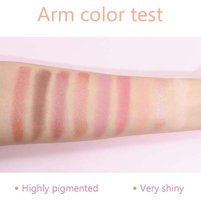 9 Colors Colorful Eyeshadow Palette Makeup,Rose Gold Brown Purple Nude Matte Shimmer Neutral Eye Shadow Powder Palette,Naturing-Looking Long Lasting Waterproof