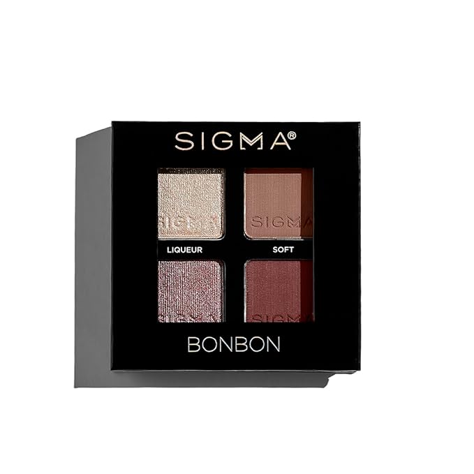 Sigma Beauty Quad Eyeshadow Palette – Makeup Eyeshadow Quad with a Buttery Soft Formula and Buildable, Blendable Shades for a Flawless Eye Look, Designed for All Day Wear (Bonbon)