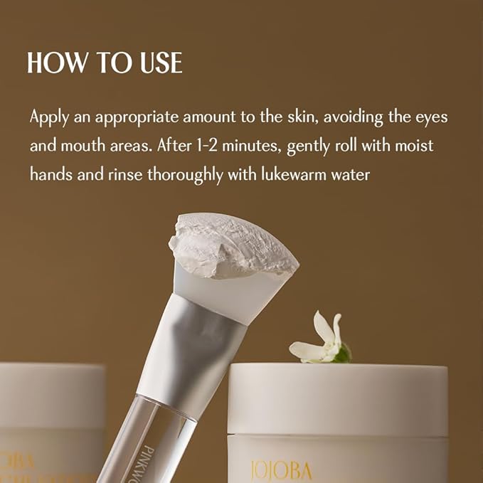 PINKWONDER Jojoba Mochi-Vation™ Cream Mask 3.17oz (90g), Clay Mask with Organic Jojoba Oil and Korean Rice Extract, Wash-Off Face Mask, Korean Glass Skin