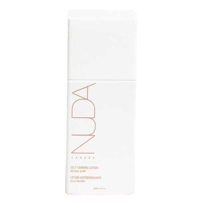Nuda Self Tanning Lotion, Lightweight, Fast Drying, and Streak Free Gradual Self Tanner, Infused with Vitamin C, Shea Butter & Sodium Hyaluronate, Hydrating Sunless Tan, Vegan, Light to Medium, 6.7 Oz