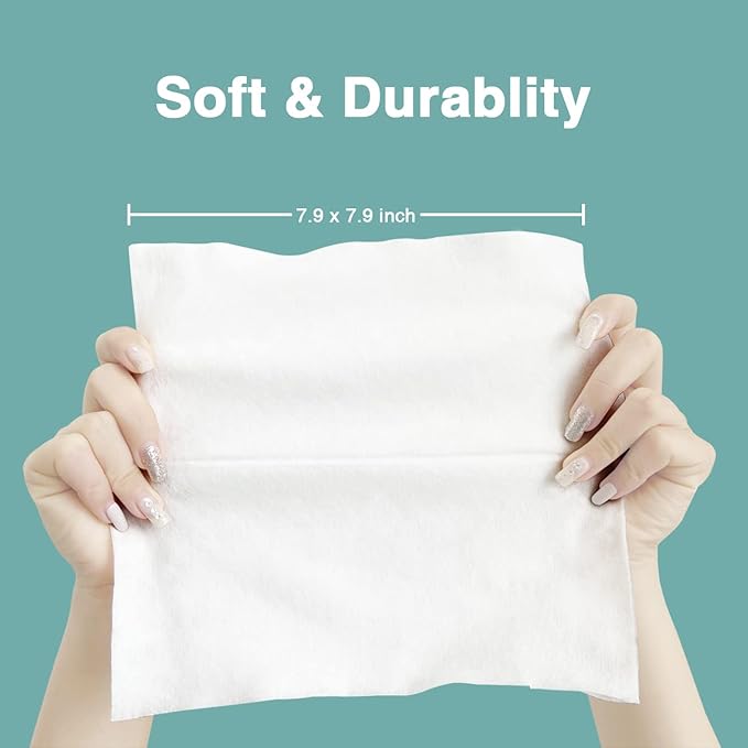 Saraflora 100% Cotton Facial Tissue Soft Dry Wipe 6 Pack, Use for Sensitive Skin Disposable Face Towel Extra Thick Dry and Wet Use Disposable Cotton Tissues for Washing Face Makeup Wipes(600 Count )