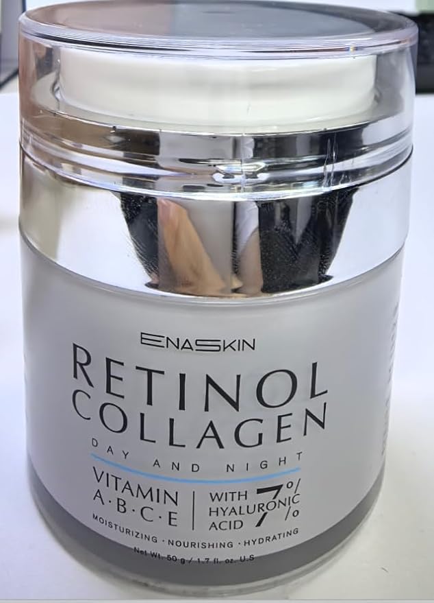 EnaSkin Retinol Face Moisturizer Collagen Cream, Rapid Facial/Neck Wrinkle Repair, Day/Night Anti Aging Firming Cream for Women & Men, Instant Lift & Deep Hydrating, 1.0 fl oz.