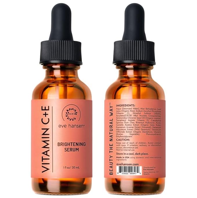 Eve Hansen Vitamin C Serum for Face - Facial Serum with Hyaluronic Acid, Vitamin E and Aloe Vera 1 oz - for softer, smoother, and more refined Skin