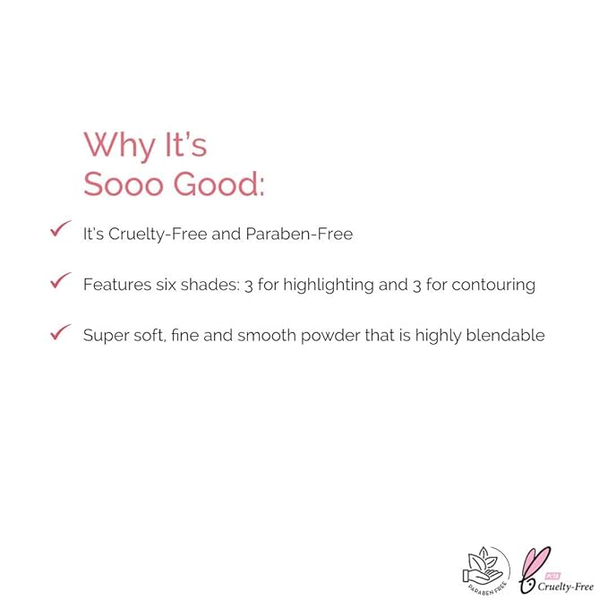 Elizabeth Mott Bronzer Contour Kit & Highlighter Powder Makeup – 6 Blendable Shades for a Natural Sun-Kissed Glow – Long-Lasting, Lightweight, Cruelty-Free & Paraben-Free Face Makeup