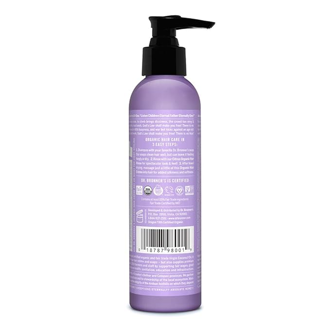 Dr. Bronner's - Organic Hair Creme (Lavender Coconut, 6 Ounce)
