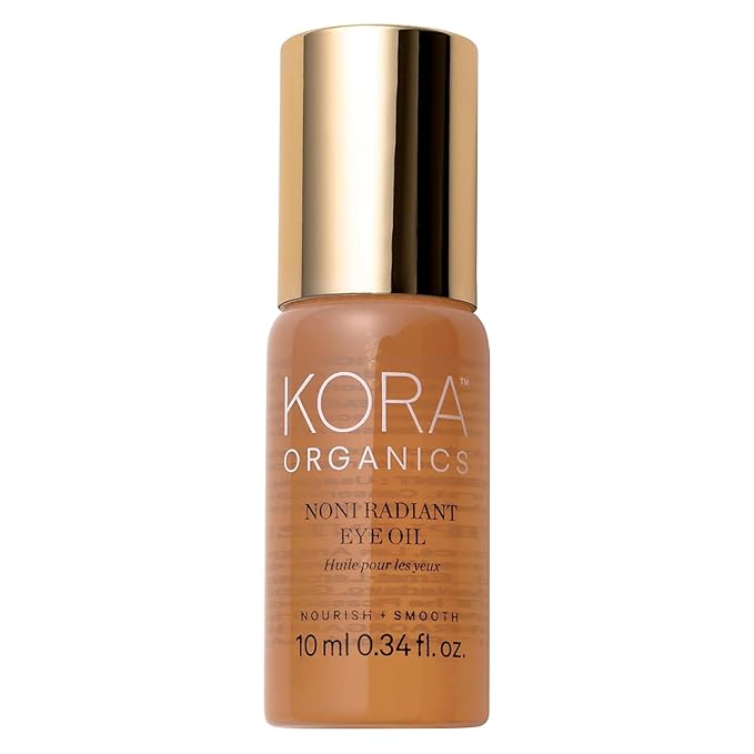 KORA Organics Noni Radiant Hydrating Under Eye Oil Roller, Smooth & Tone, Certified Organic, Cruelty Free Eye Serum - Delicate Eyebag Remover - Travel Essential for Puffy Face & Wrinkes - 0.34 Fl Oz