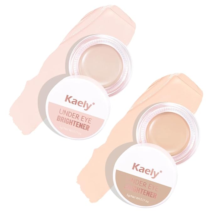 evpct 2Pcs Light under Eye Corrector Brightener Concealers for Older Women Dark Circles, under Eye Cream Pot Concealer Full Coverage Peach Color Corrector Makeup, Nourishing Waterproof, 03&04