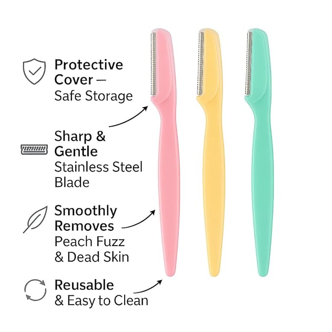 Dermaplane Razor for Women Face – Eyebrow Razor & Facial Hair Remover with Protective Cover – Reusable Dermaplane Facial Razor for Smooth, Flawless Skin
