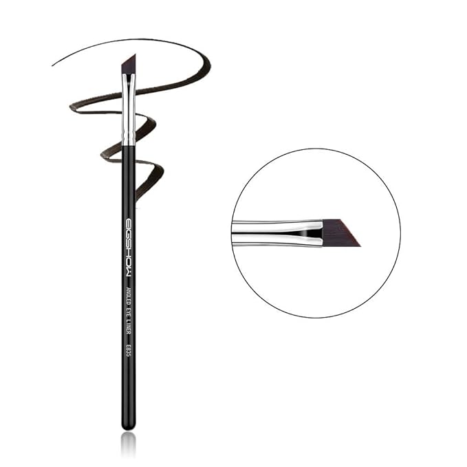 Eyeliner Brush Fine Angled - PRO Precision Gel Eye Liner Makeup Brush -Ultra Thin Slanted Flat Angle - Premium Cruelty Free Synthetic Bristles (E835 2piece)